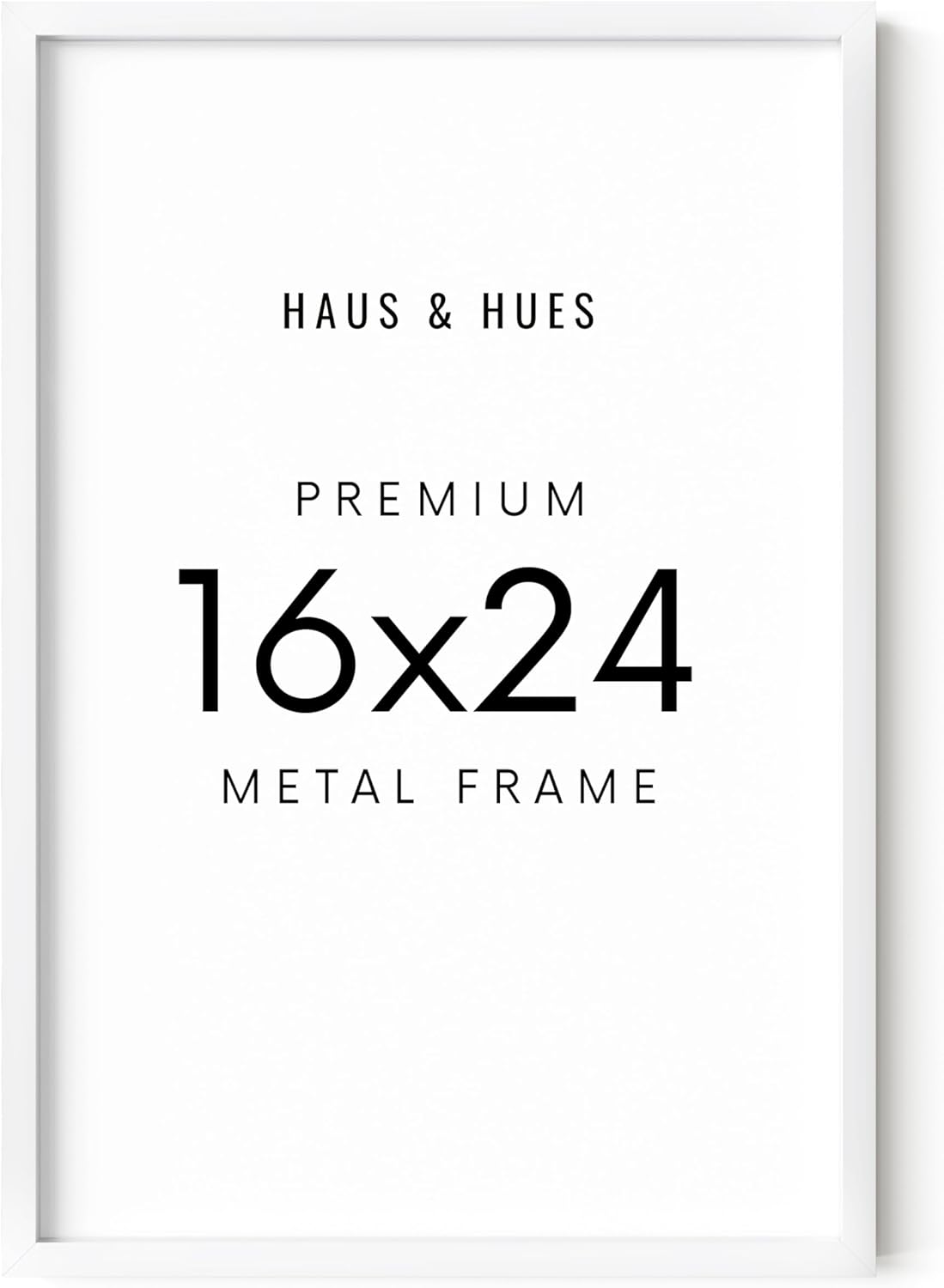HAUS AND HUES 16x24 White Picture Frame - White 16x24 Frame Aluminum, Vertical & Horizontal Hanging, Shatterproof Plexiglass - Ideal for Home, Room, Office Decor (16x24 in, White)