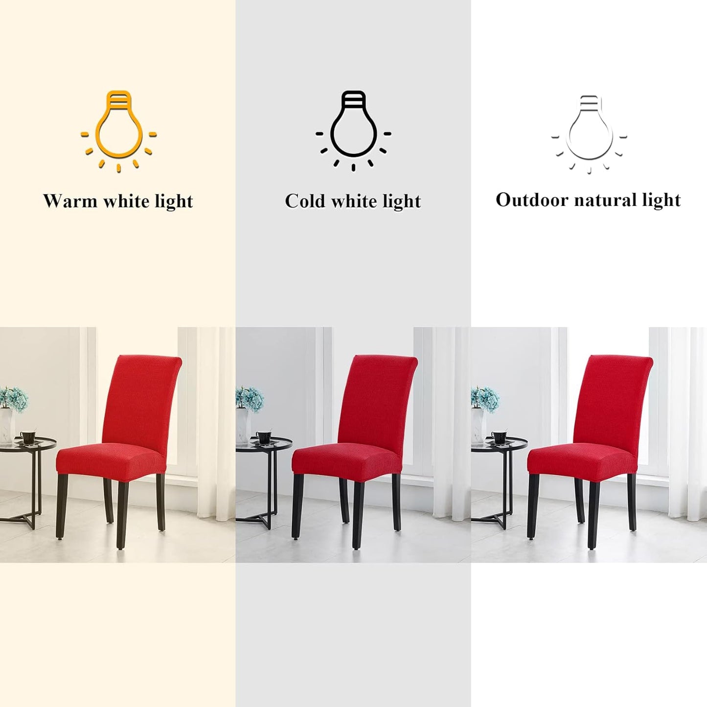 Joccun Chair Covers for Dining Room Set of 6, Dining Chair Slipcovers Stretch Dining Room Chair Covers Seat Protector,Washable Parsons Chair Cover for Home,Hotel,Banquet(Ruby,6 Pack)