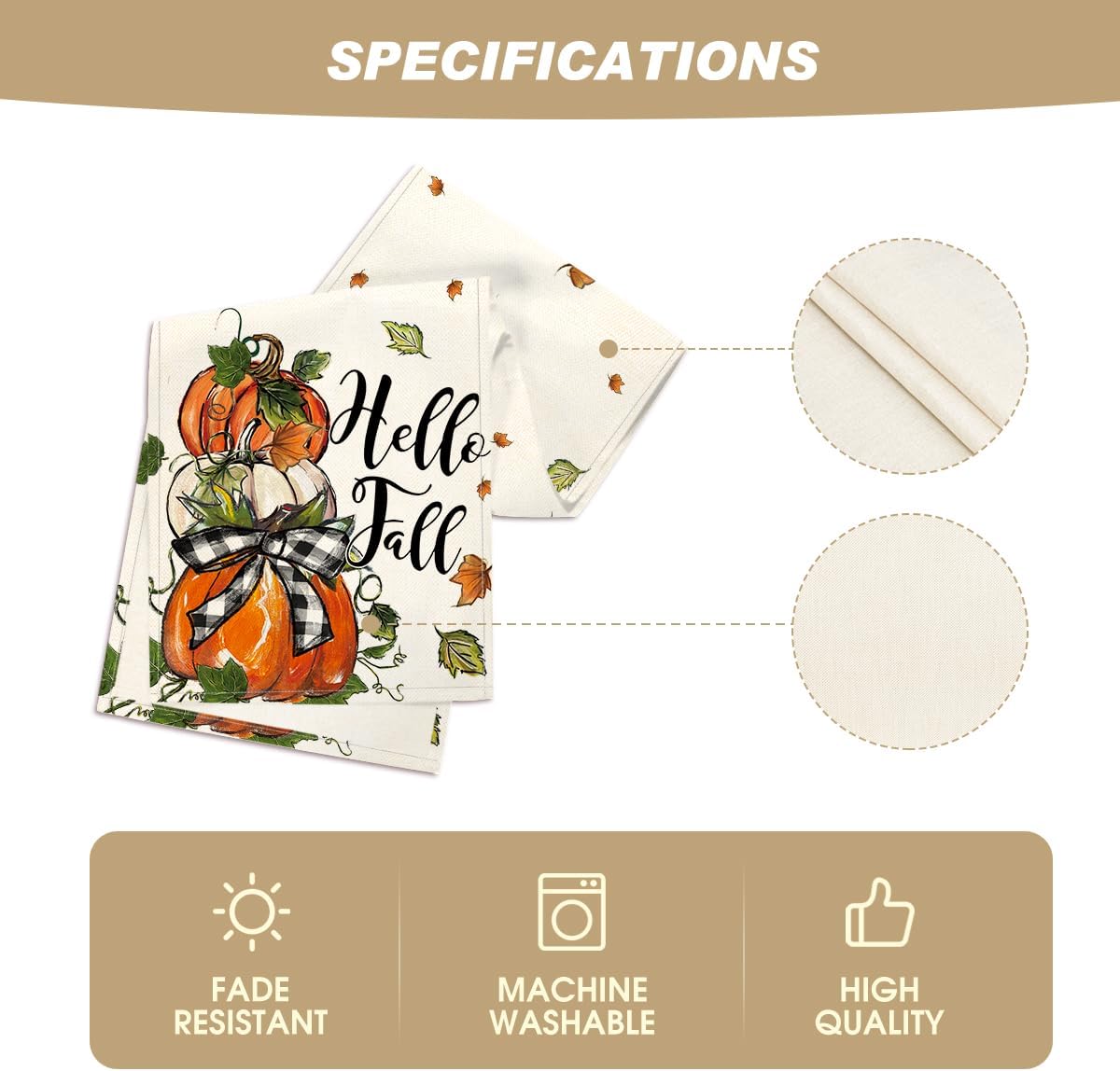 Artoid Mode Pumpkins Bowknot Maple Leaf 210 GSM Fall Table Runner, Seasonal Autumn Kitchen Dining Table Decoration for Home Party Decor 13x120 Inch