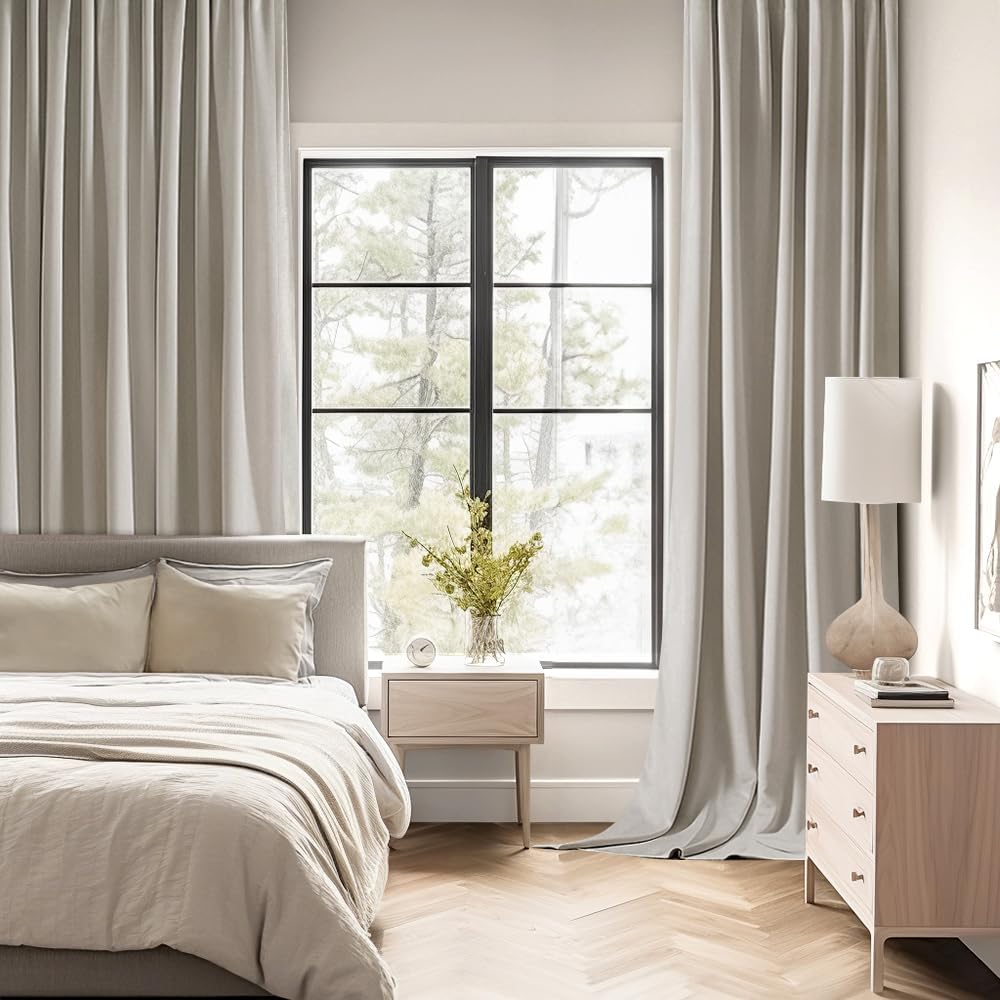 MIULEE Natural Back Tab Blackout Curtains 120 Inch Long 2 Panels Set for Bedroom, Rod Pocket/Pinch Pleated Extra Long Thermal Insulated Living Room Darkening Light Blocking 10FT Drapes