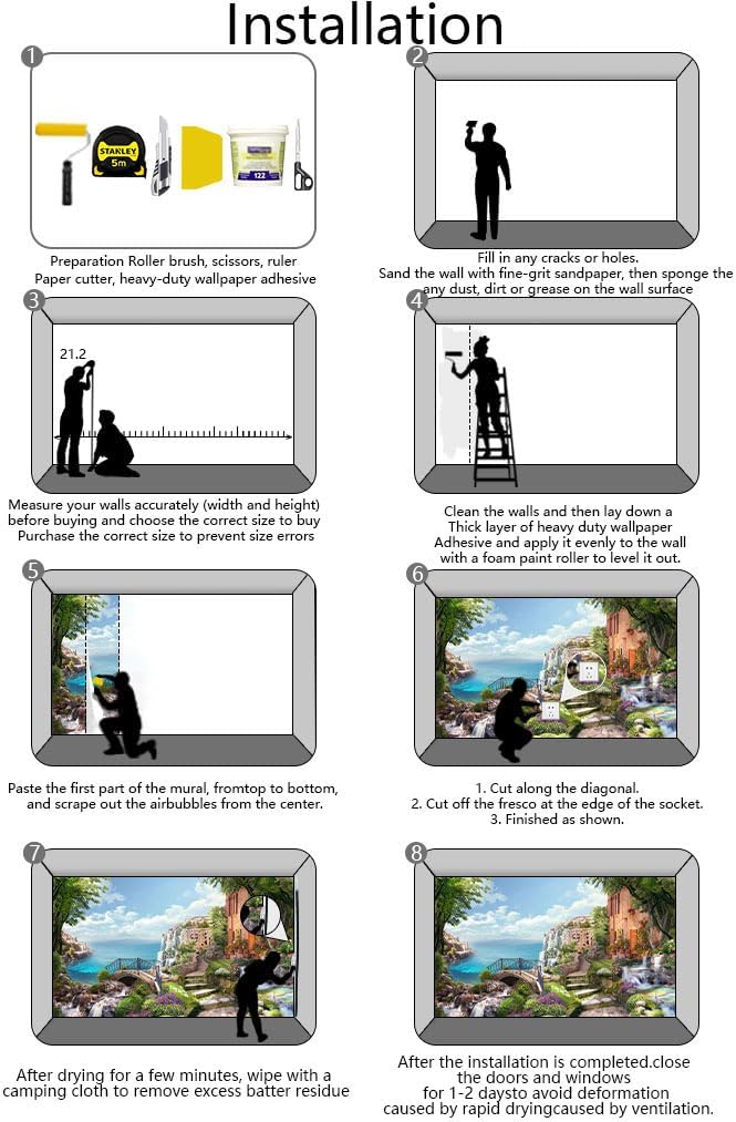 Italian Style Seascape Classical Wallpaper, Suitable for Bedroom and Living Room Background Wall murals(Non-self-Adhesive)