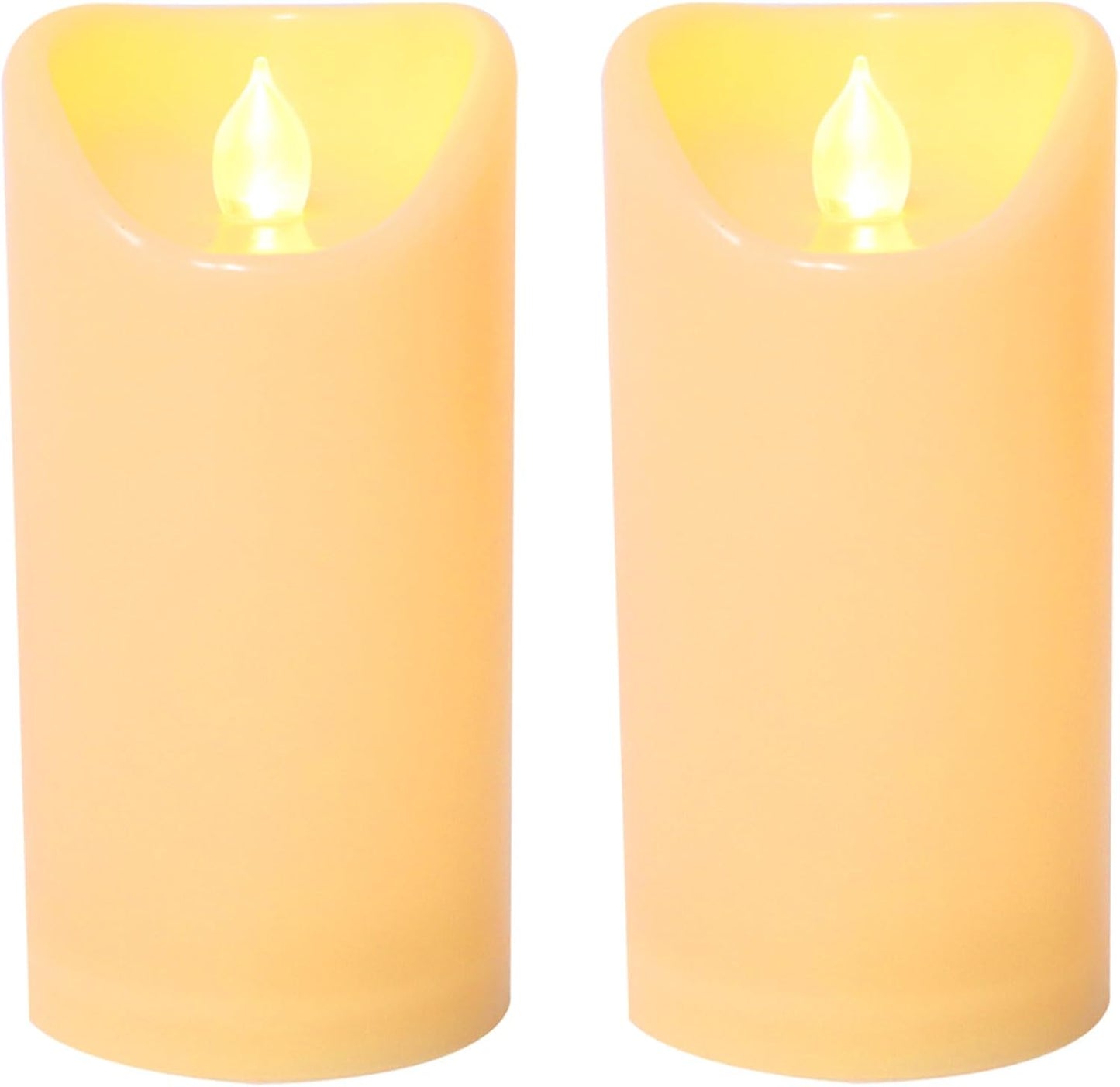 Waterproof Outdoor Battery Operated Flameless Candles with Auto Timer Flickering Plastic Resin Electric LED Pillar Lights for Lantern Patio Garden Wedding Party Decorations 3x6 Inches Ivory 2 Pack