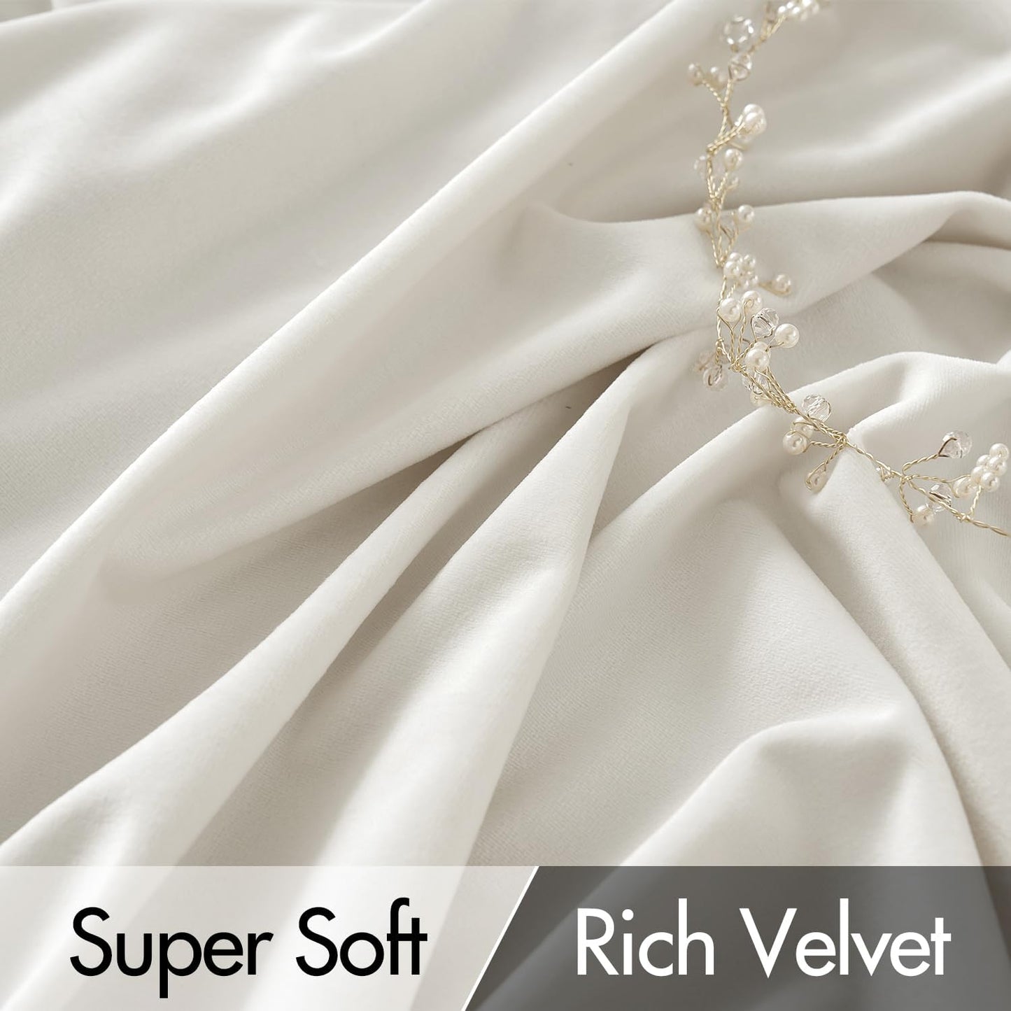 MIULEE Ivory White Velvet Curtains 84 inches Long 2 Panels - Luxury Pinch Pleated Room Darkening Window Drapes for Bedroom Living Room Thermal Insulated Super Soft, Back Tab Rod Pocket Elegant Decor