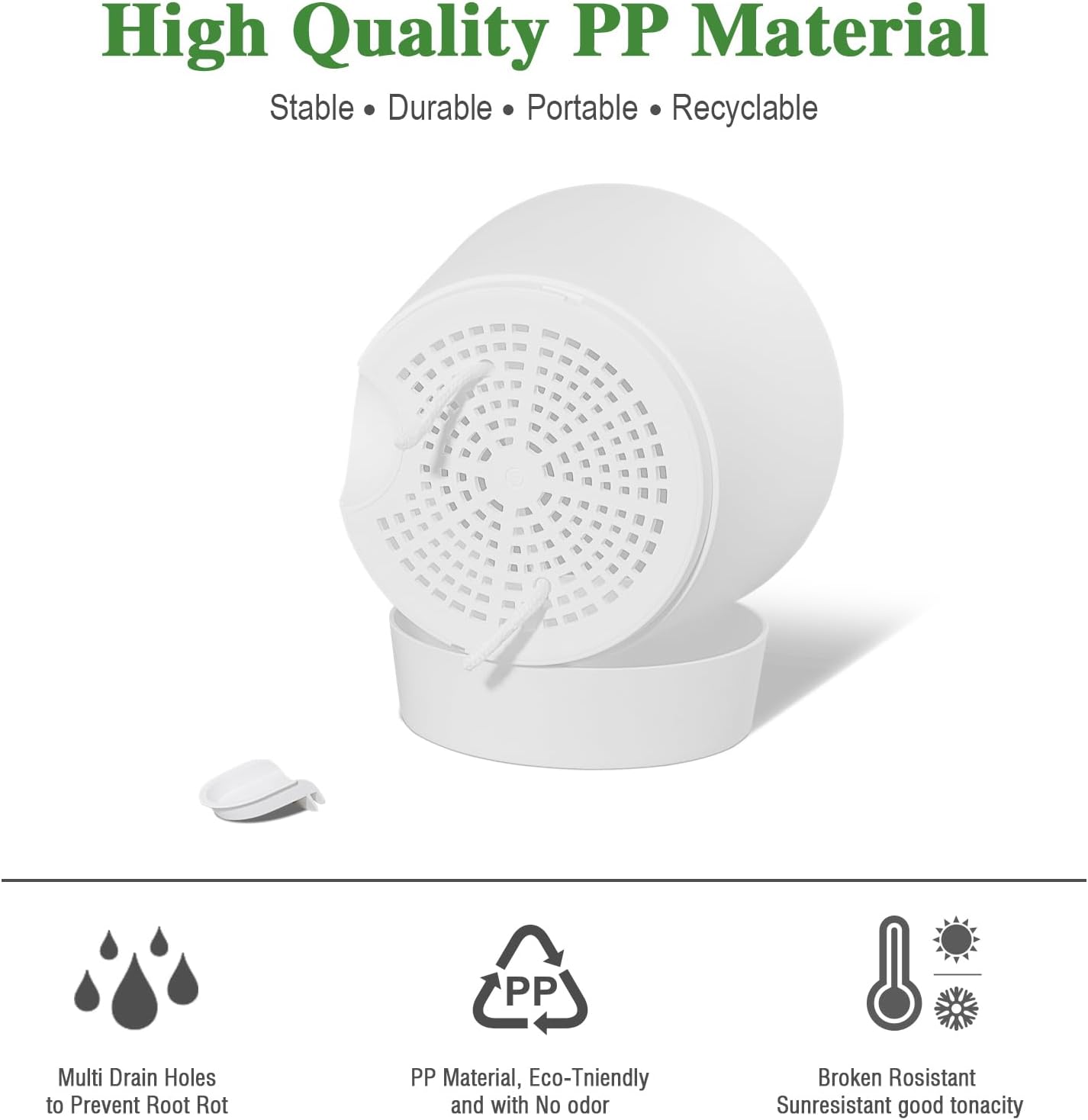 Self Watering Pots for Indoor Plants,12 inch Planters with Drainage Holes Plastic Flower Pots with Deep Reservoir, White