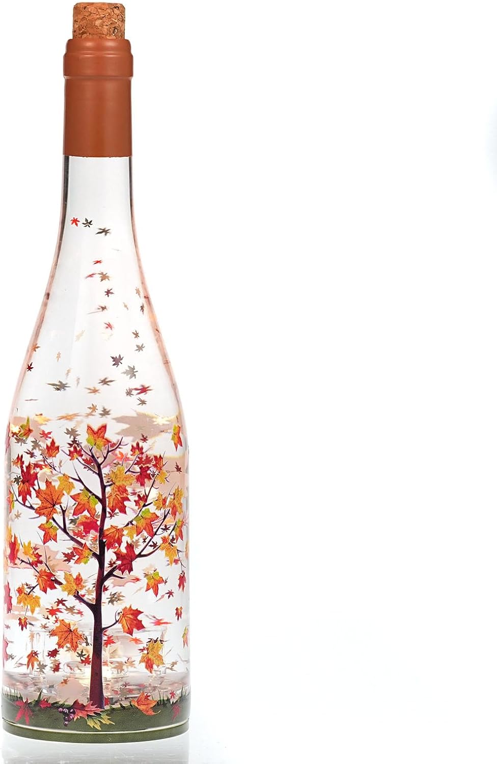 Fall Decorations for Home Maple Glitter Snow Globe Lantern with 6H Timer, Battery Operated Autumn Thanksgiving Gift