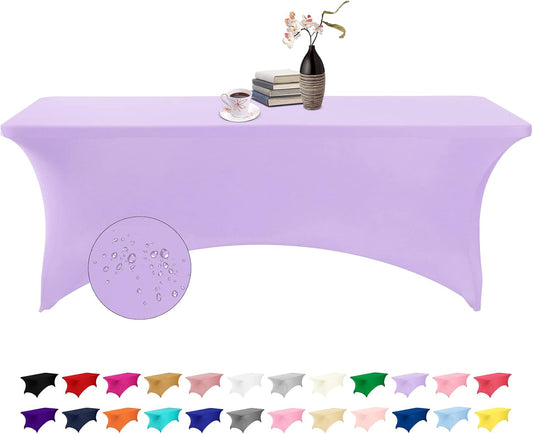 Spandex 8ft Waterproof Table Cover for Party,Wedding, Banquet, and Events(Lavender)