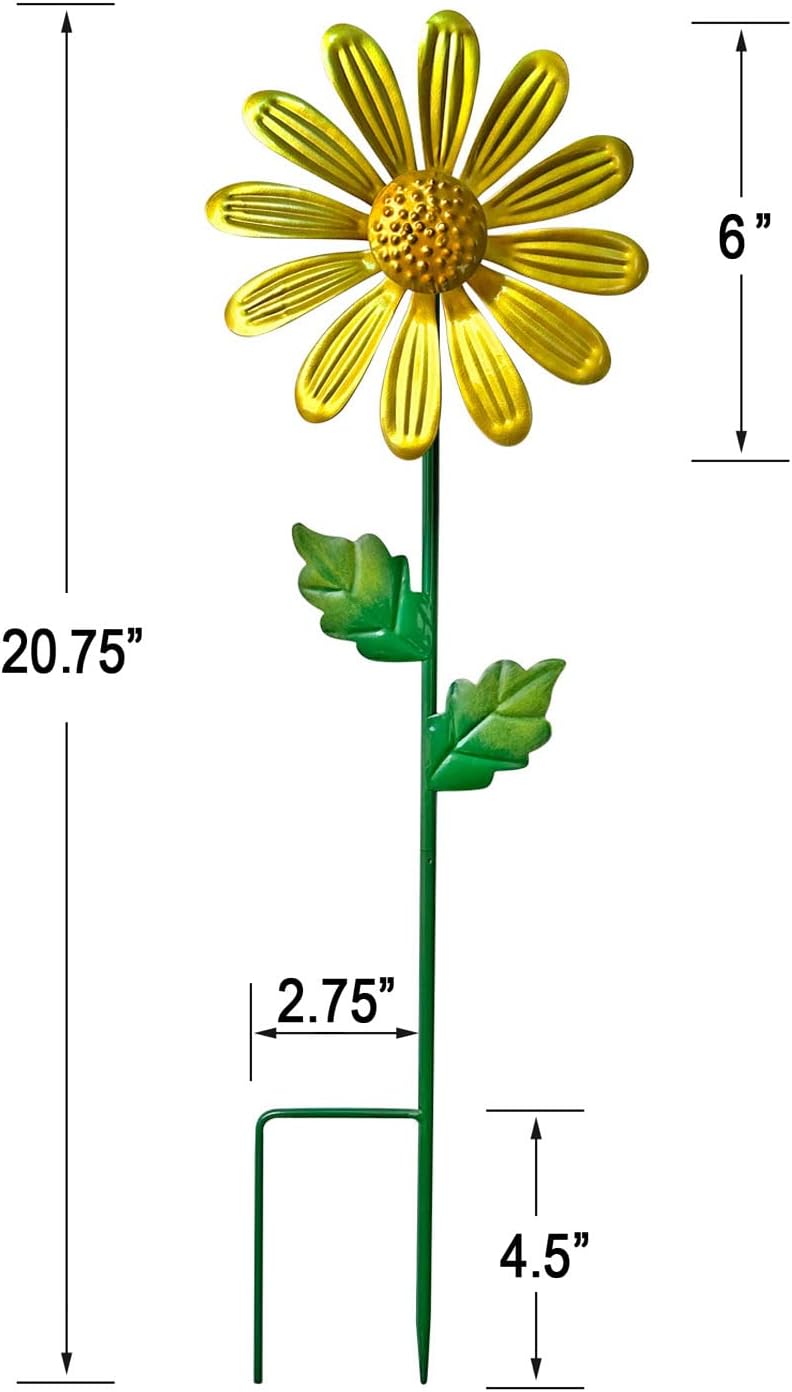 WAIU Metal Daisy Garden Stakes, Wind Catcher Spinner Garden Stakes, Garden Windmill Stakes Outdoor Wind Catchers, Yard Decor Stakes, Set of 3…