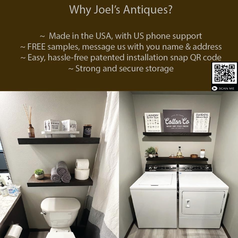 joelsantiques - 36 Inch Wooden Floating Shelves for Wall - 36x12x2 in - Made of Natural Wood - Long Heavy Duty Rustic Wall Shelves for Bedroom - Perfect for Living Room, Kitchen - Mocha