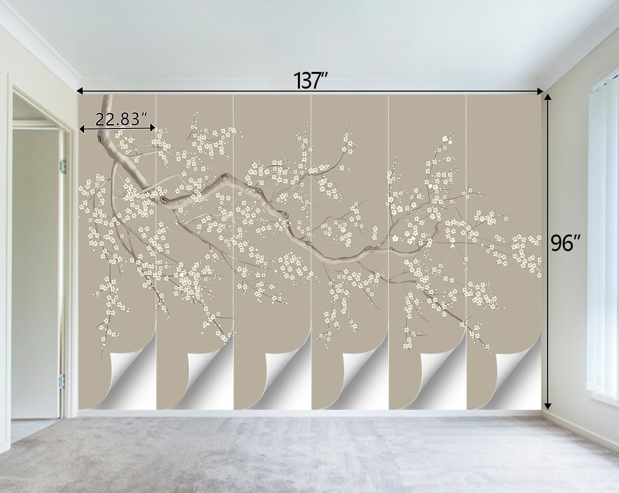 Chinese Style Plum Flower wallpeper Living Room Bedroom Office Wall Mural - 137"x96"（Not Peel and Stick）