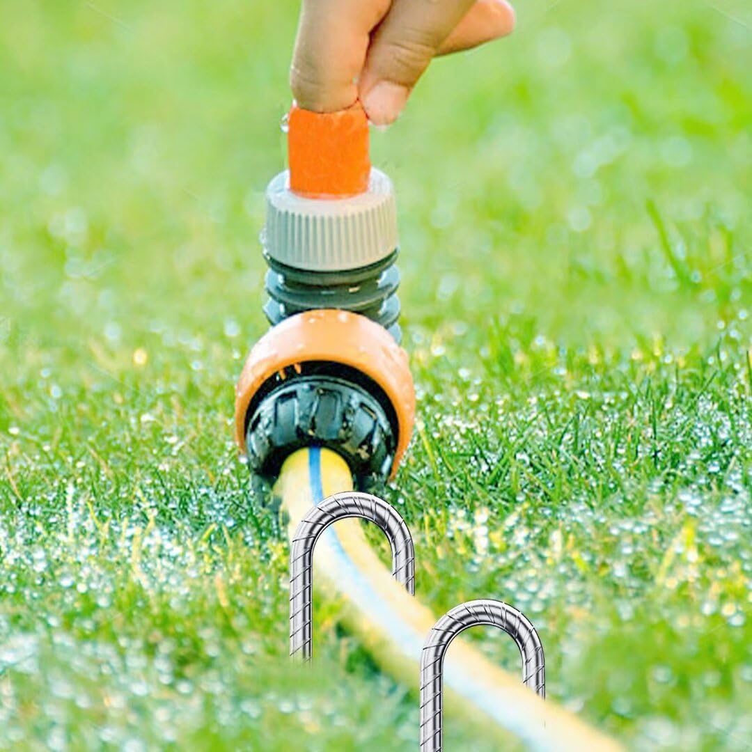 J-Hook-Rebar-Stakes-12 Inch, Ground Stakes Heavy Duty Rebar Stakes for Camping 8pcs Rebar Stakes Rust Proof Coated Metal for Flower Gardens Dog Fence Camping Tents Chicken Coop