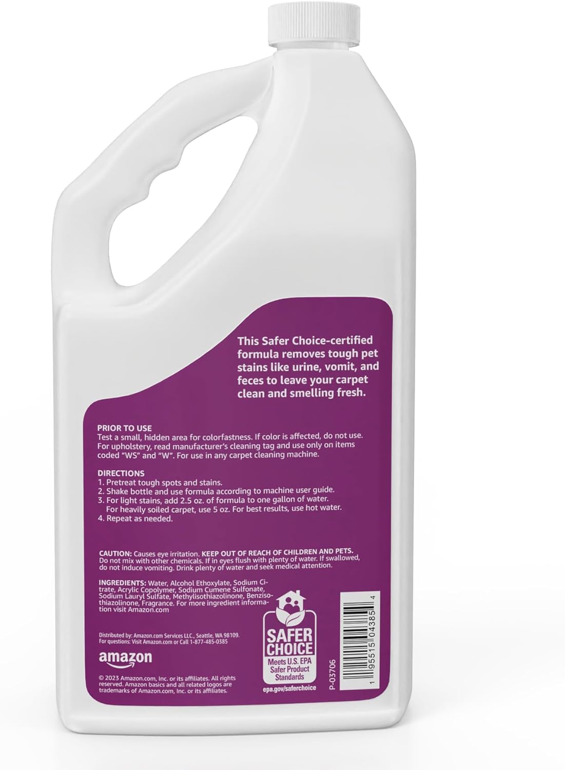 Amazon Basics Pet Stain & Odor Carpet Stain Remover Cleaner, Fresh Scent, 64 fl oz (Pack of 2)