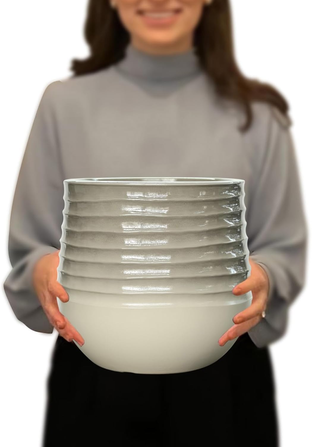 10.8" H Resin Tall Planters for Outdoor Plants, Modern Taupe Round Tapered Plastic Flower Pot for Outdoor and Indoor Plants, Large Plant Pot with Drainage Holes and Rubber Plug for Home Garden Patio