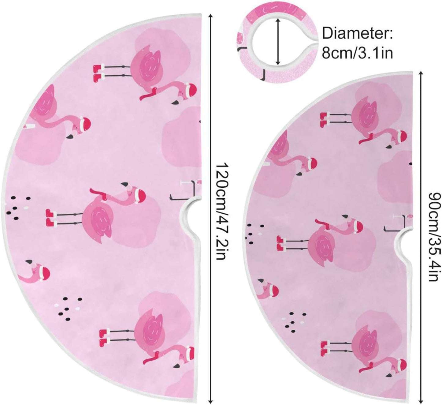 Christmas Flamingo Champagne Tree Skirt, Seasonal Tree Mat Holiday Party Supplies Ornaments Indoor Outdoor Decorations for Tabletop Trees 35.4 Inches