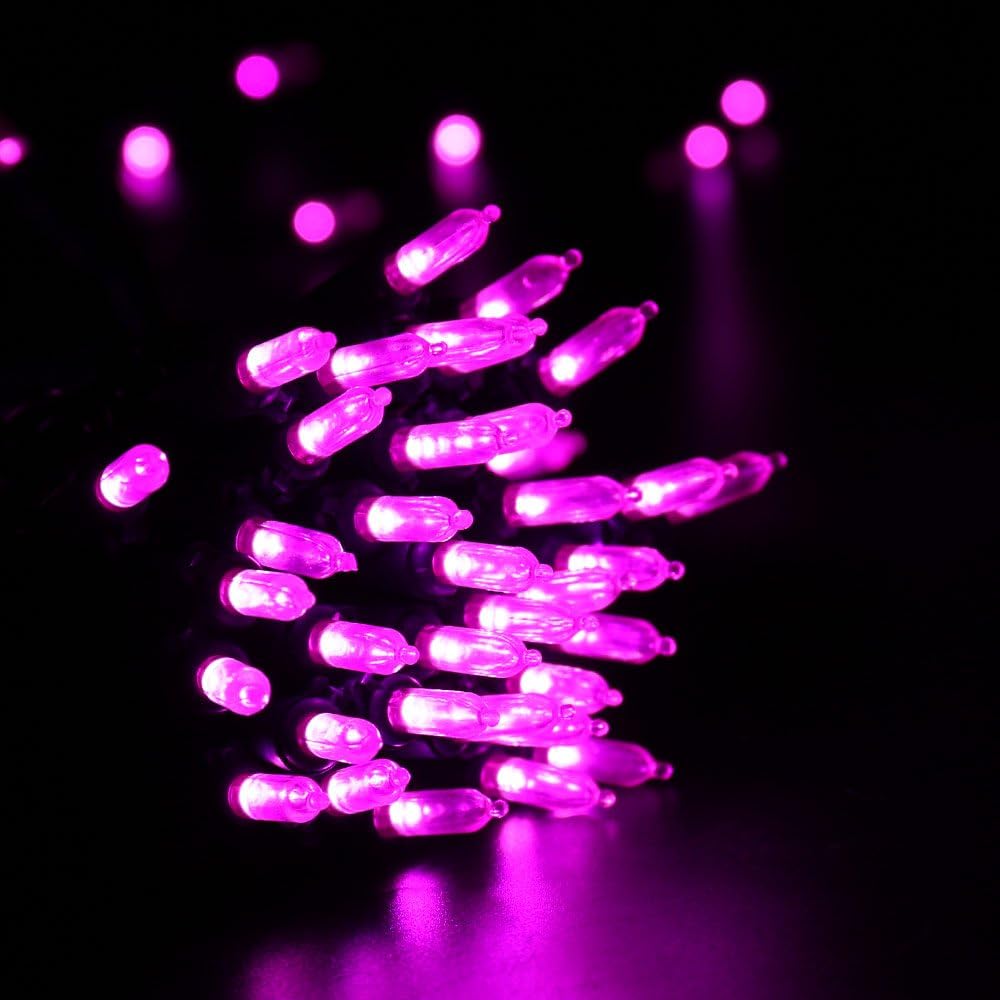Brizled Pink Christmas Lights, 33ft 100 LED String Lights, Decorative Xmas Tree Light 120V UL Certified Connectable Christmas String Light Pink Mini Lighting for Indoor & Outdoor Wedding Room Party