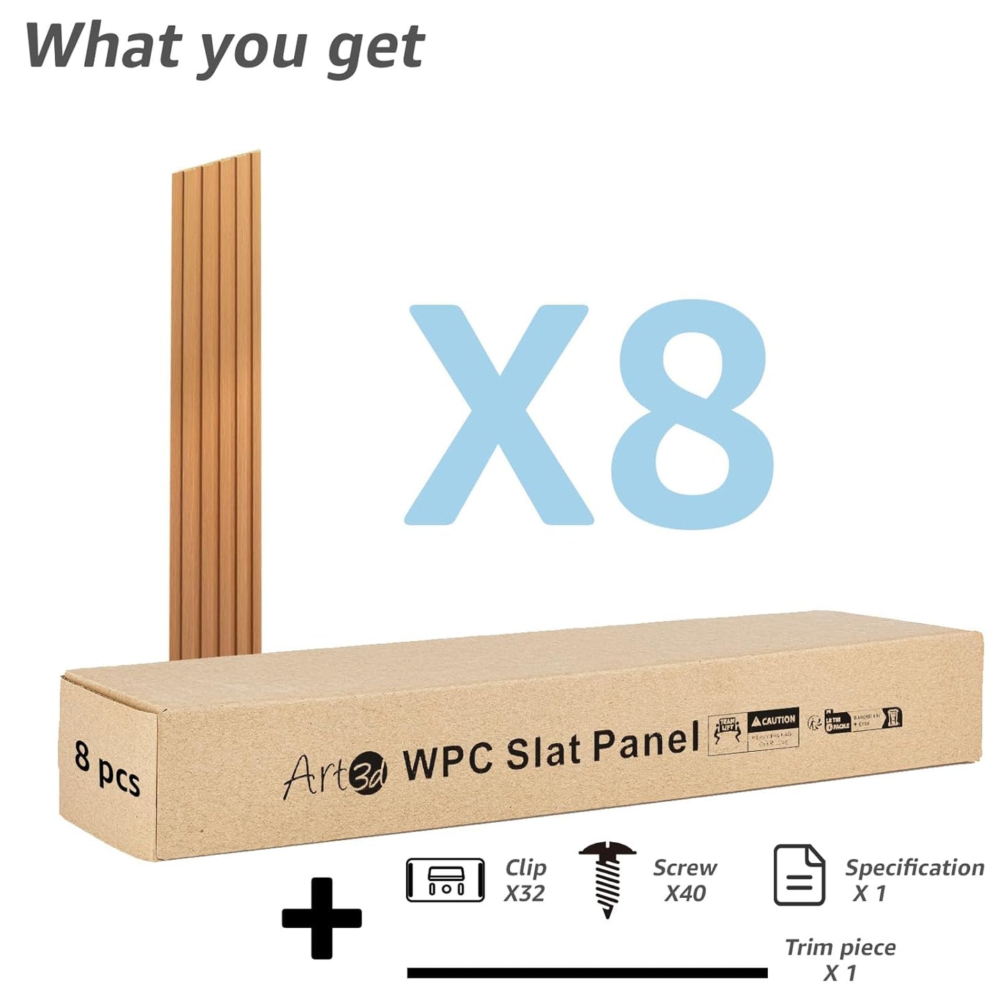 Art3d WPC Slat Wall Panels, 8-Pack 108 x 6 Inch 3D Wall Accents for Interior Wall Decor, Living Room, Bedroom, Boxwood