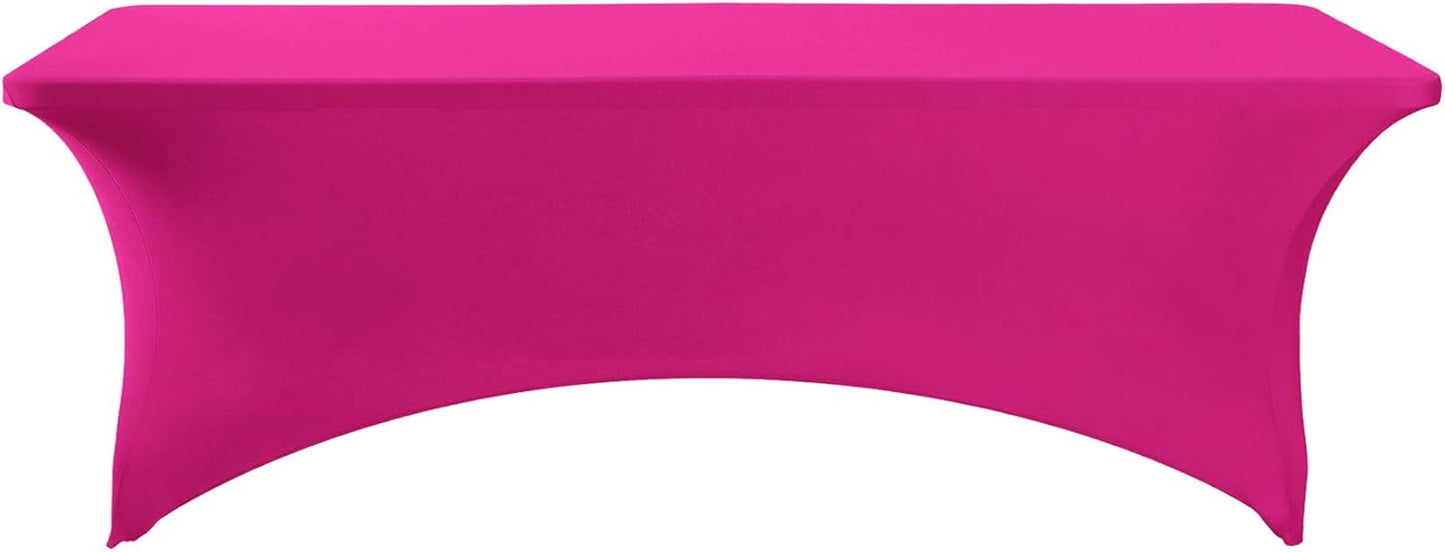 2Pack Spandex Table Cover for 8FT or 4ft or 6ft Table Universal Fitted Stretch Tablecloth for Party, Banquet, Wedding and Events-Fuchsia