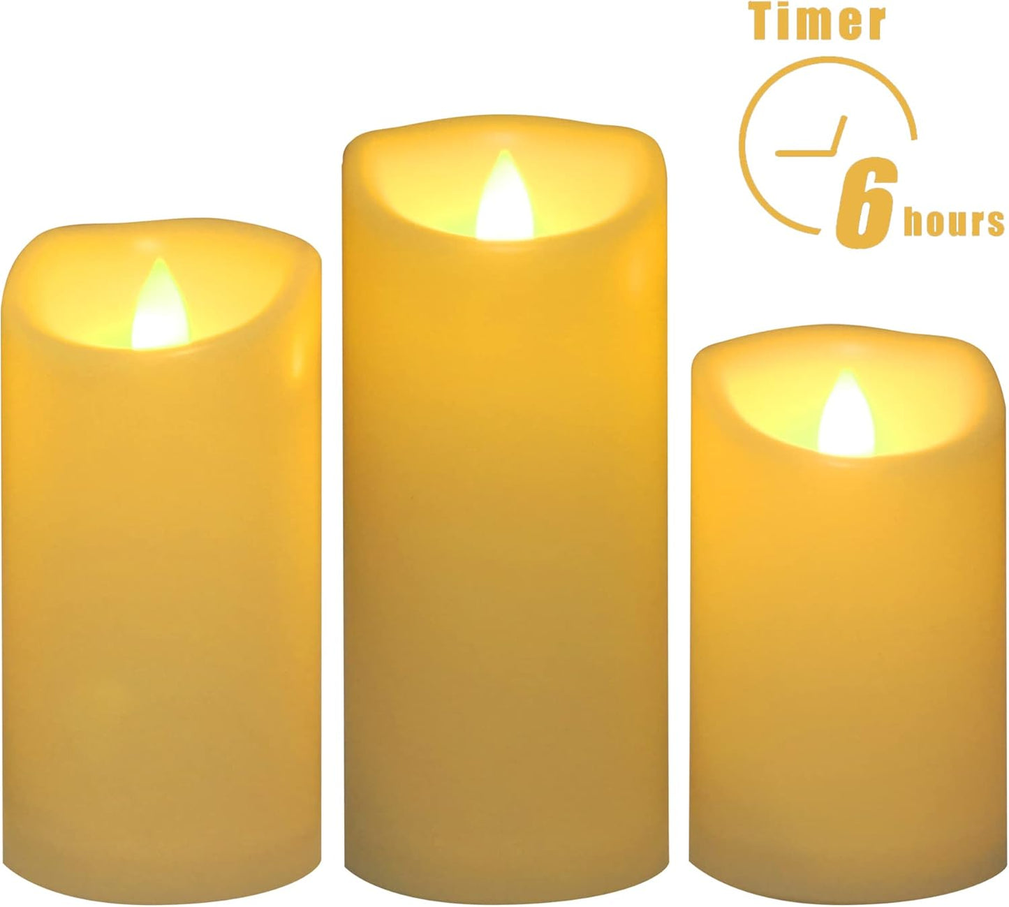 CANDLE CHOICE Waterproof Outdoor Battery Operated Flameless Pillar Candles with Timer Realistic Flickering Plastic Fake Electric LED Lights for Lantern Garden Wedding Christmas Decorations 3 Pack