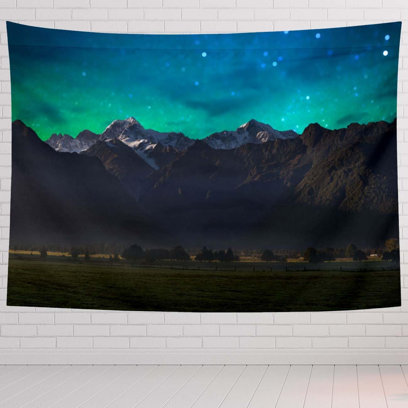 Mountain Tapestry For Bedroom Mount Cook And Lake Matheson New Zealand With Milky Way Tapestries Wall Hanging For Living Room Dorm Office 60×40 In