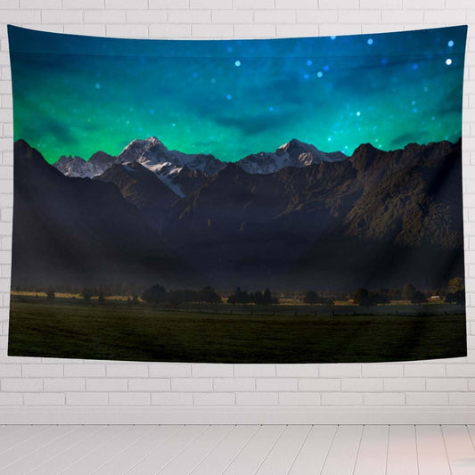 Mountain Tapestry For Bedroom Mount Cook And Lake Matheson New Zealand With Milky Way Tapestries Wall Hanging For Living Room Dorm Office 60×40 In