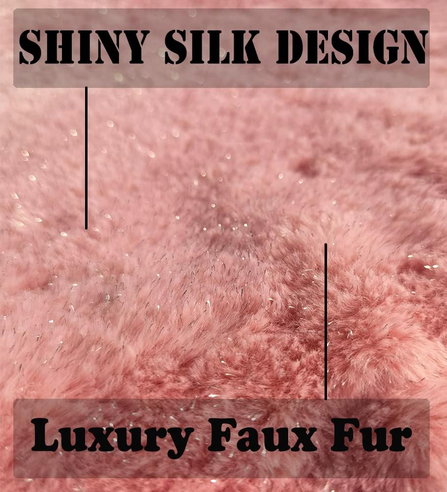 AISENO 48 Inch Christmas Tree Skirt Faux Fur Pink Bright Silk Shiny Decoration for Christmas Tree Plush Merry Christmas Decorations Decor