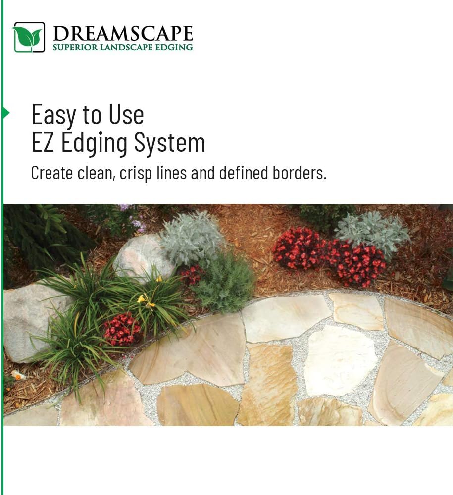 Dreamscape E-Z Edge Aluminum Landscape Edging - 4 Strips, 6ft Each (24ft Total), Bronze Painted - Professional Quality Landscaping Border, Metal Divider for Lawn, Garden, Flowerbed