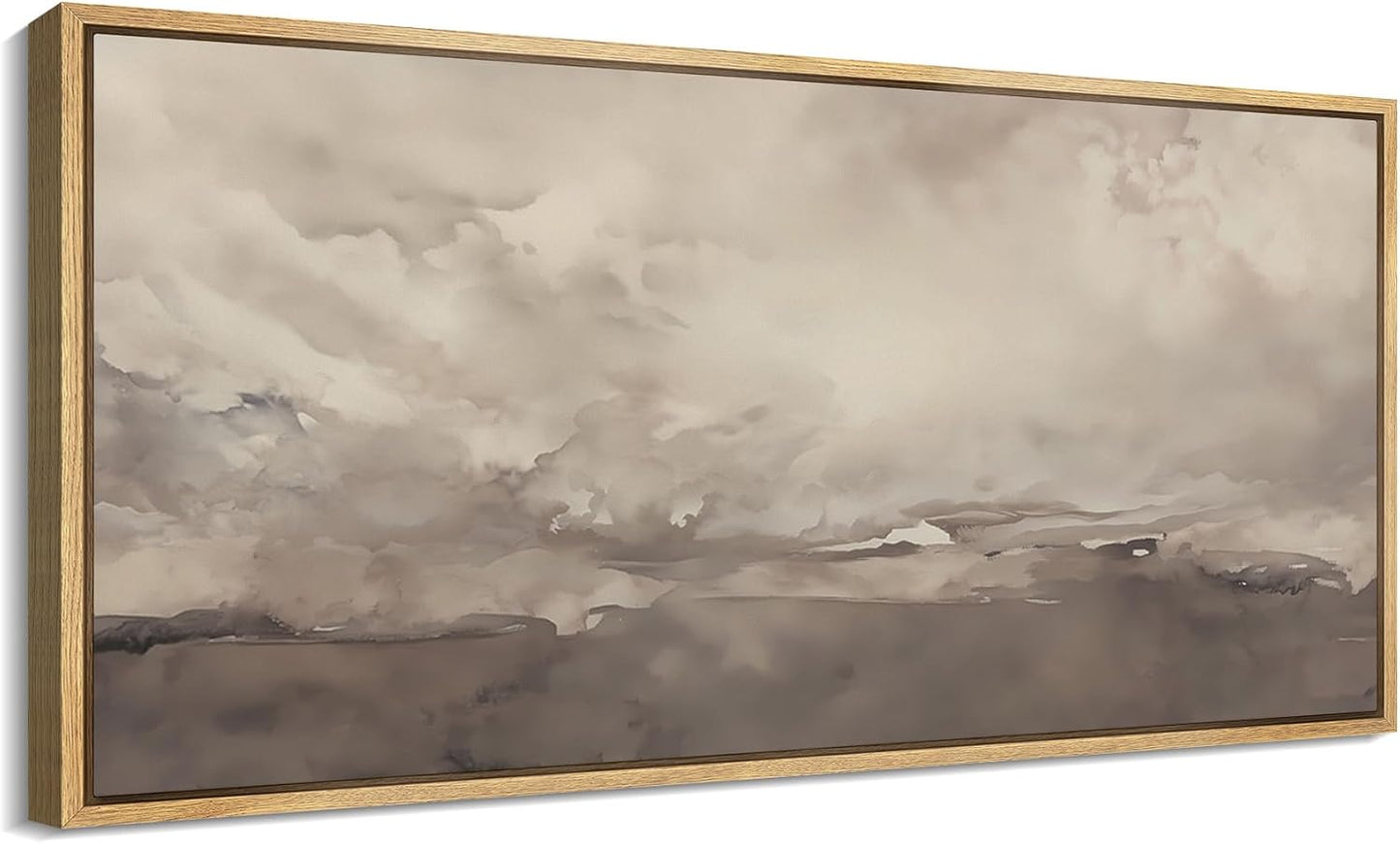 MUDECOR Extra Large Framed Canvas Print Wall Art Misty Landscape Neutral Tranquil Abstract Nature Painting in Earth Tones Illustrations Decorative Colorful Multicolor for Bedroom - 60"x30"