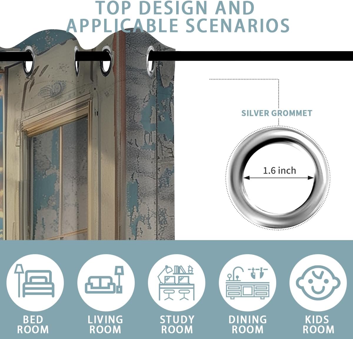 Landscape Blackout Curtains for Girls Boys Home Decor, Cow Sunset Grassland Mountain Natural Scenery Grommet Thermal Insulated Drapes Darkening Window Curtain for Bedroom Living Room, 84 x 84 Inch