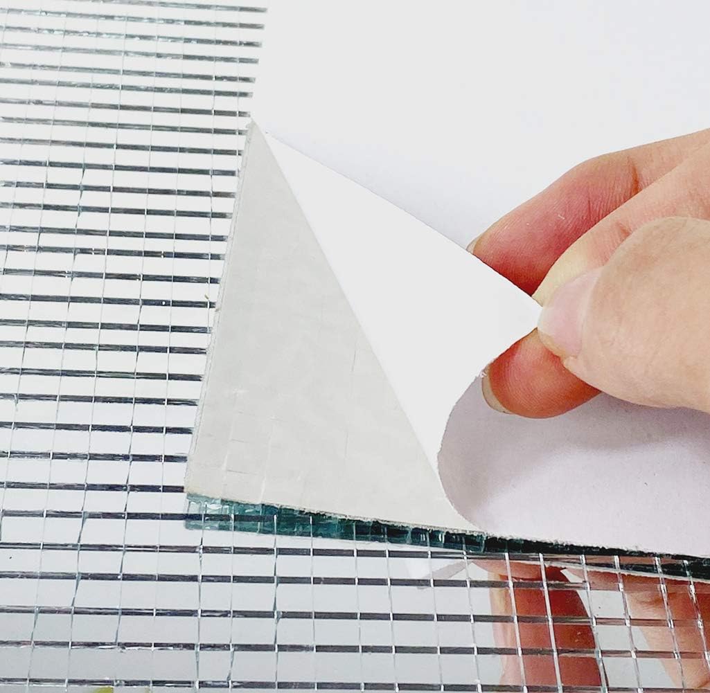 REDODECO Real Glass Silver Mirrors Mosaic Tiles Sticker for Craft Square Glass Tiles Self Adhesive,5mm by 5mm (Silver, 10700PCS)