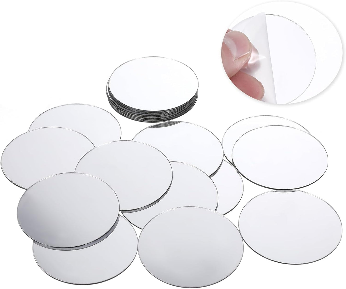 20Pcs Mini Acrylic Round Mirror Tiles Circles Craft Mirror Tiles Self Adhesive Mirror Stickers Decorative Mosaic Mirror Sheets for DIY Crafts, Wall Decor, Jewelry Making (2 Inch)
