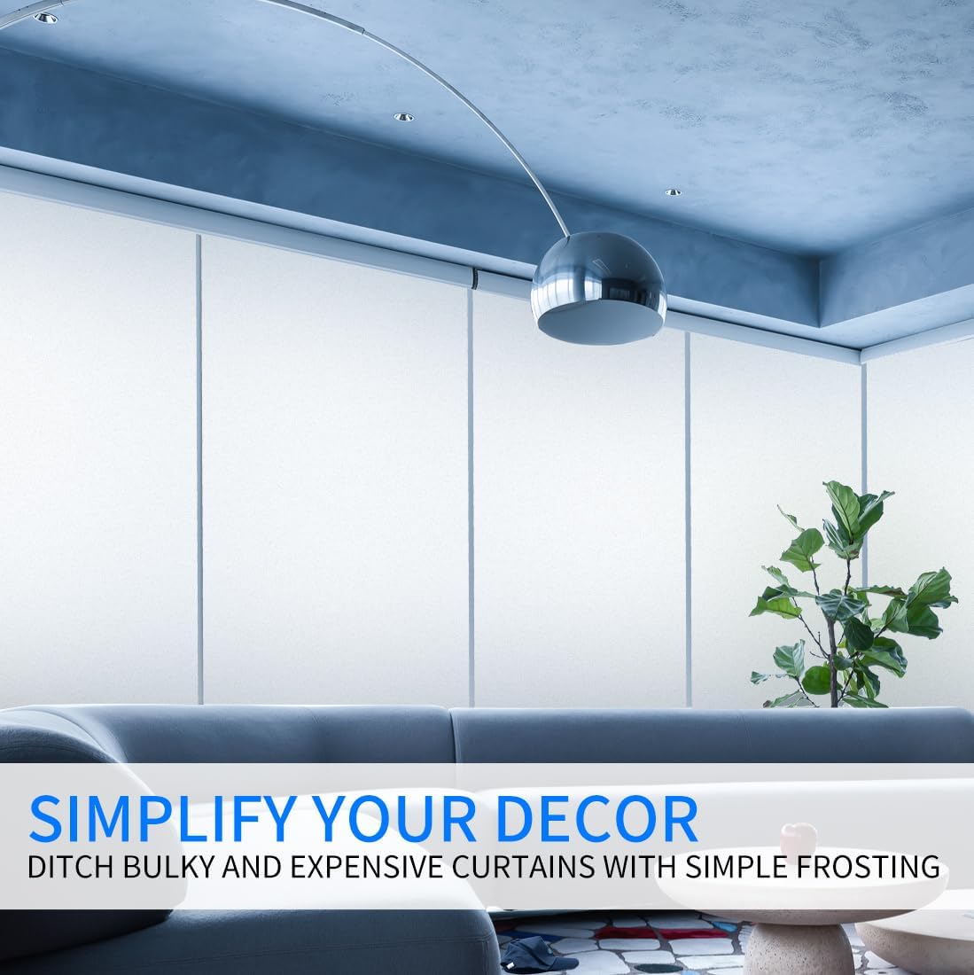 Window Privacy Film with Installation Tools, White Frosted, Static Cling, Anti UV, Heat Control, Ideal for Home Shower Office Glass Door (White Frosted, 45.2×314.9Inch)