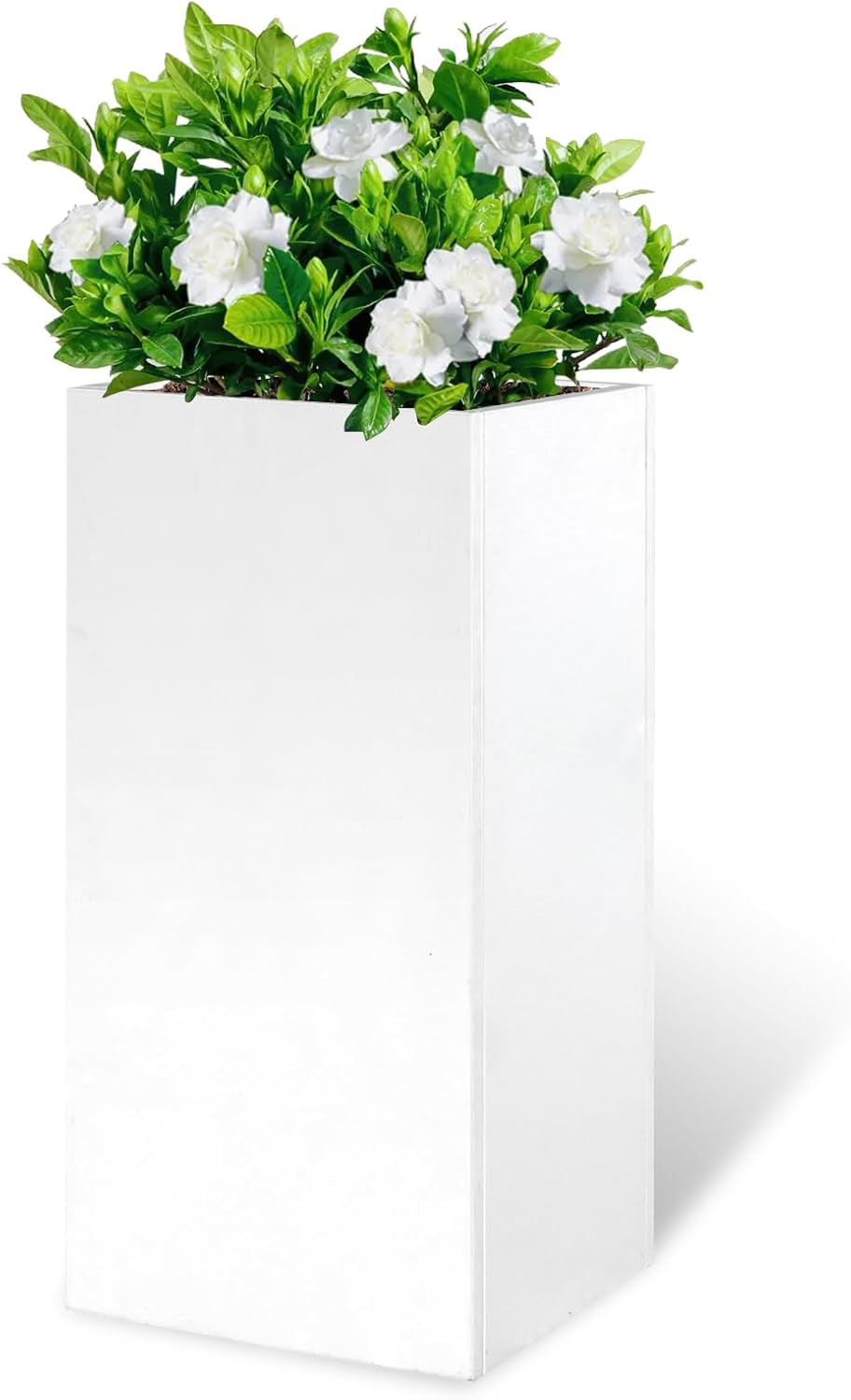White Steel Metallic Heavy Planter for Outdoor Plants Box 14"x14"x30" Metal Planter Spliced Flower Pots with Partitions for Outside,Indoor,Garden (White, 14 * 14 * 30)