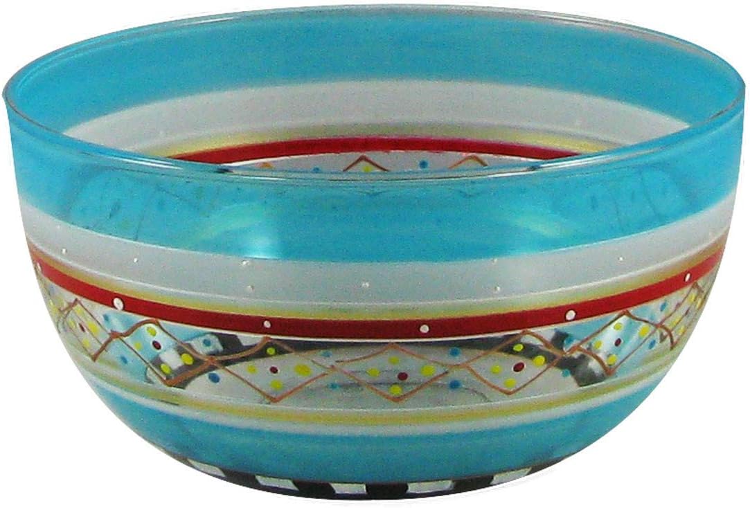 Set of 2 Mosaic Carnival Confetti Hand Painted Glass Serving Bowls 6"