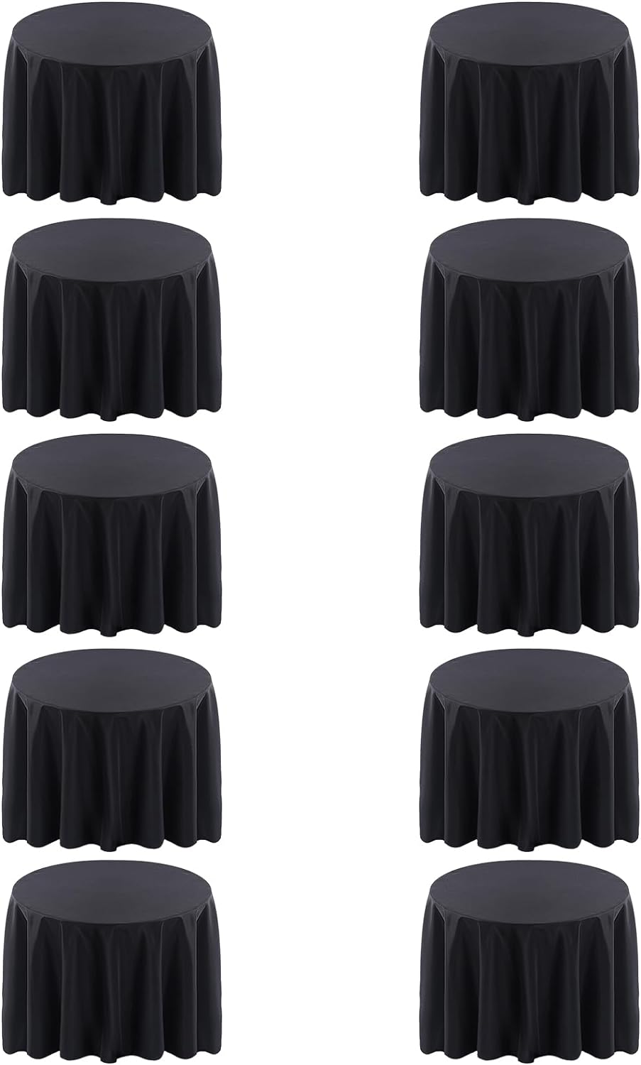 Surmente 132 inch Round Tablecloths -10 Pack Black Round Table Cloths, Polyester Fabric Table Covers for Wedding, Party, Banquet, or Restaurant