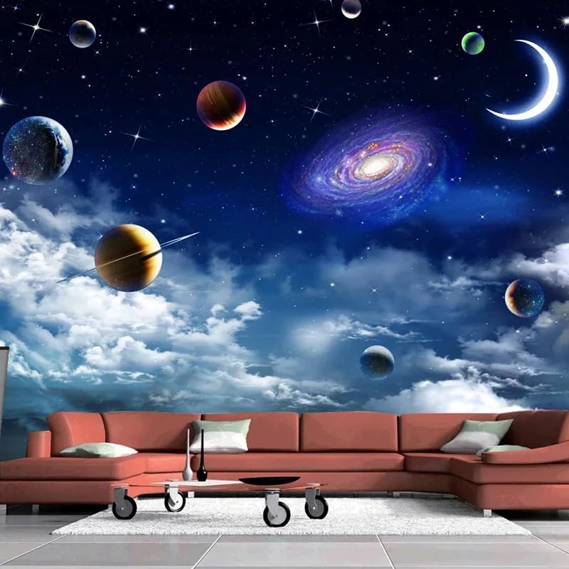 Custom Galaxy Peel and Stick Wallpaper Universe Starry Sky 3D Photo Wallpaper Living Room Bedroom Tv Background Ceiling Wall Mural