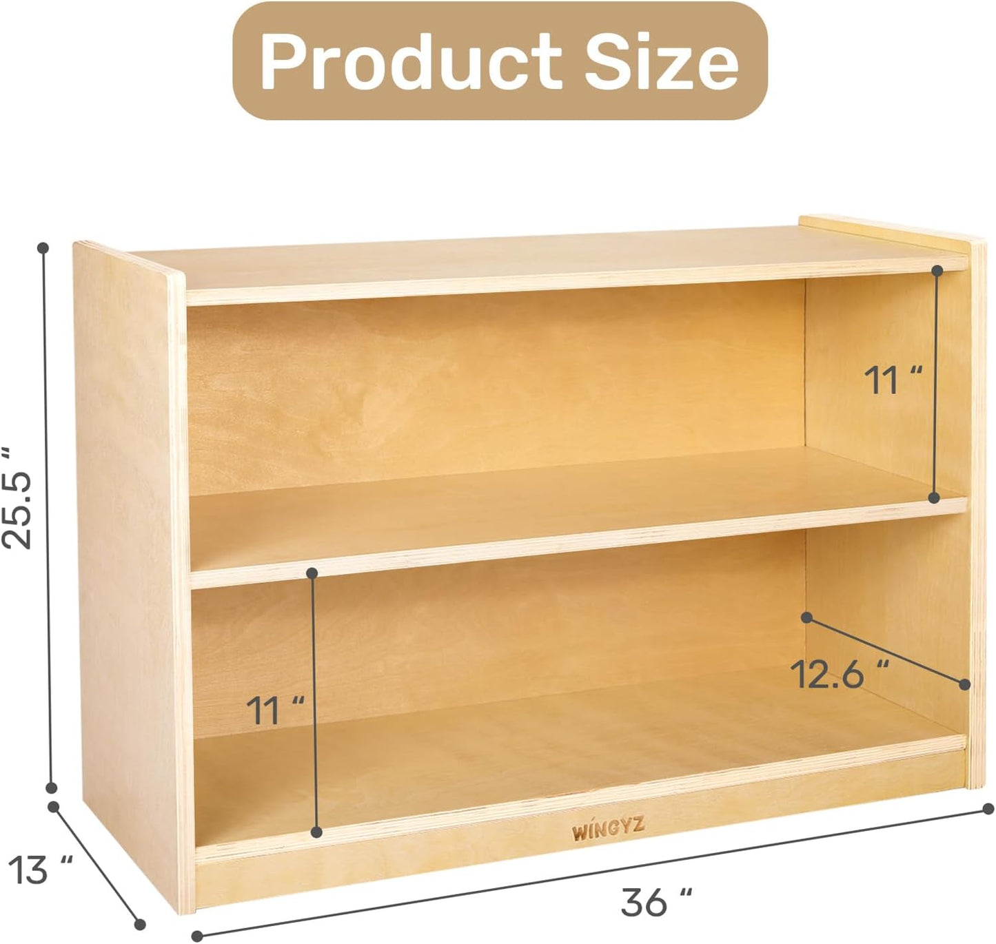 wingyz Wooden Storage Cabinet, 2-Tier Kids Toy Storage Organizer, Spacious Montessori Kids Bookshelf, Toy Shelf Storage Organizer for Playroom Classroom Nursery Study Room Living Room