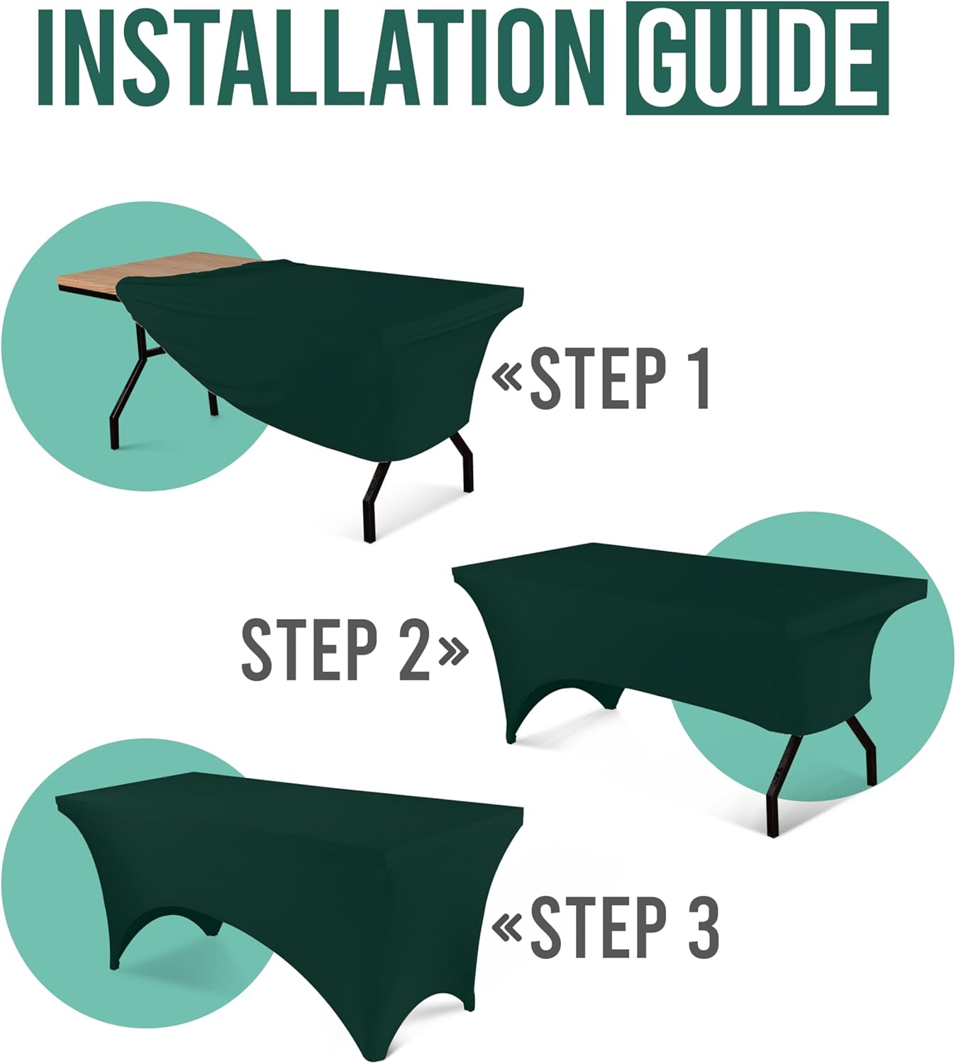 Utopia Kitchen 6ft Spandex Table Cloth Rectangle [1 Pack, Hunter Green] 200GSM Premium Stretch, Washable and Wrinkle Resistant Table Cover Fitted for Event, Wedding, Banquet [72Lx30Wx30H Inch]