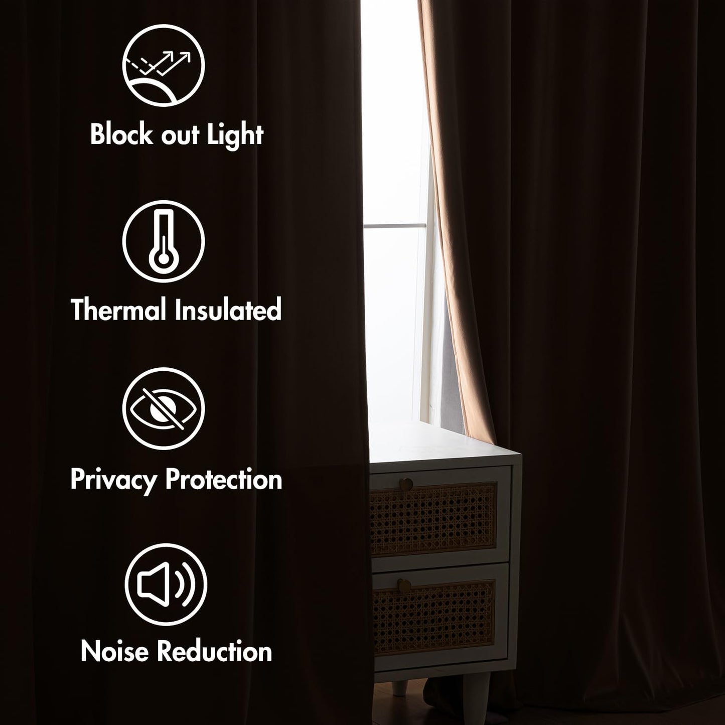 MIULEE Blush Beige Velvet Curtains 108 inches 2 Panels - Luxury Room Darkening Window Drapes for Bedroom Living Room Thermal Insulated Super Soft Blackout Extra Long, Back Tab Rod Pocket Pinch Pleated