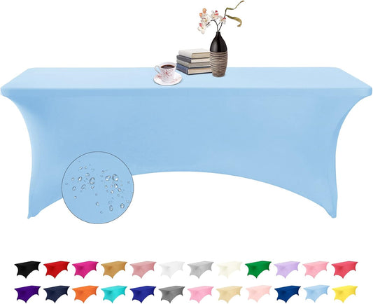 Spandex 8ft Waterproof Table Cover for Party,Wedding, Banquet, and Events(Blue Mist)