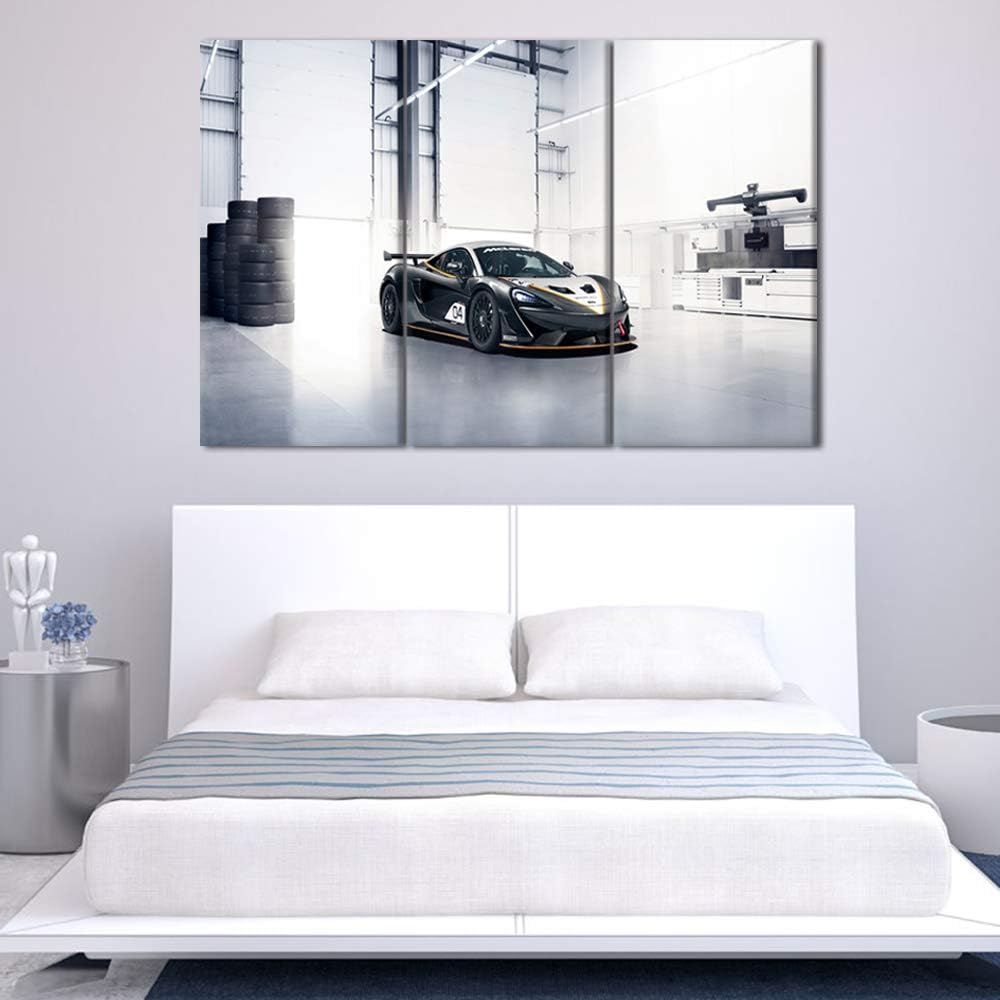 TUMOVO Framed Canvas Wall Art Pictures 3 Pieces Black and White Sports Cars Painting HD Printed Poster Artwork for Bedroom Living Room Modern Home Decorations Ready to Hang 28 x 14inch x 3 Panel