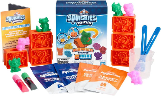 Elmer's Squishies Kids’ DIY Activity Kit, Create 4 Mystery Characters, 24 Piece Kit for Ages 6 and Up, Perfect for Stress Relief and Sensory Play