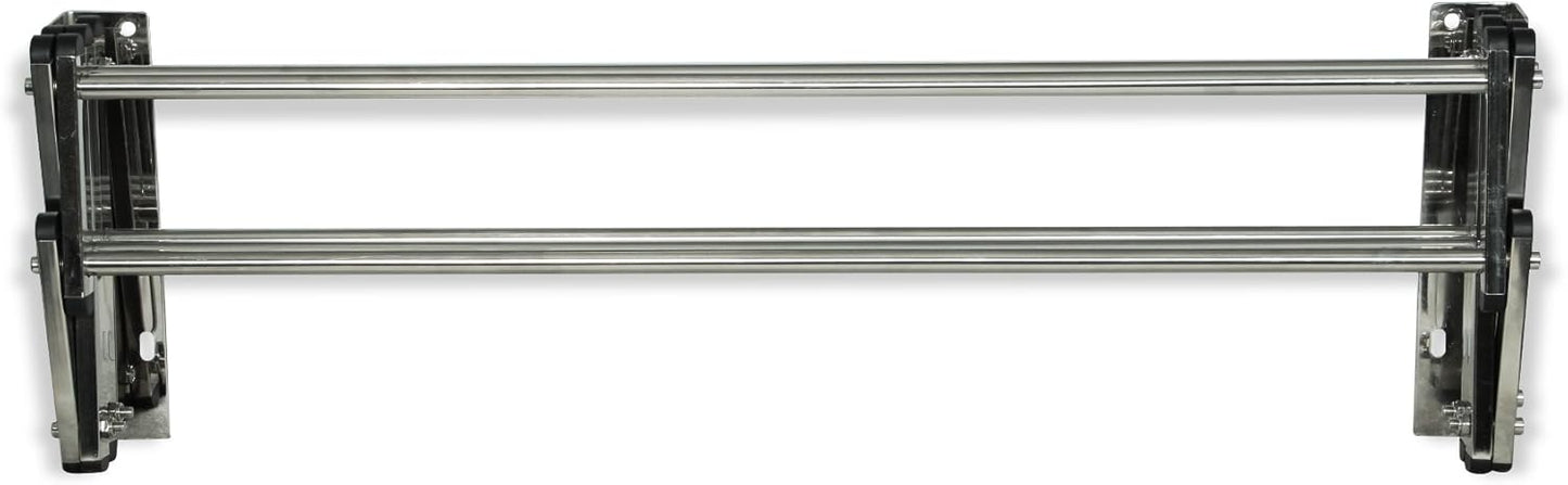 AERO W Racks Stainless Steel Wall Mounted Collapsible Laundry Clothes Drying Rack 45 Pound Capacity 11 Linear Ft