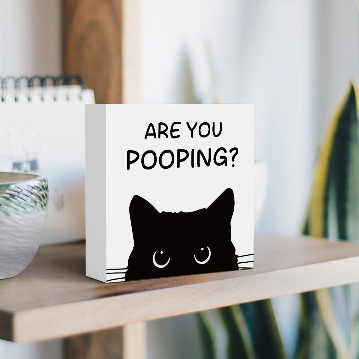 Funny Bathroom Decor Are You Pooping Cat Sign Funny Bathroom Toilet Table Decoration Funny Cat Gifts Bathroom Wall Decor Cat Gifts for Women Gifts for Cat Lovers, Funny Bathroom Wooden Box Sign Decor
