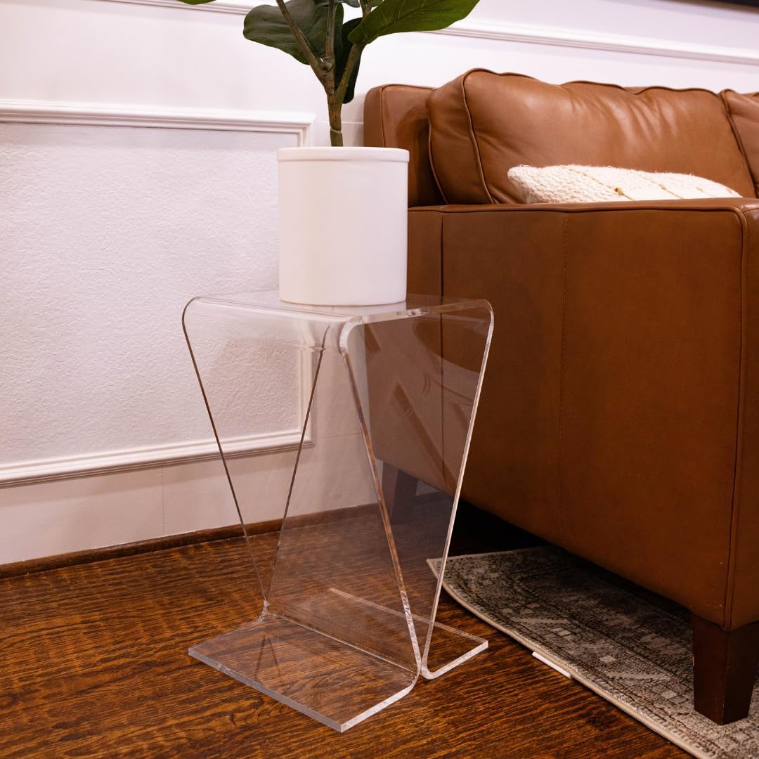 Clarte Acrylic V-Shaped End Table | Side Table for Living Room or Nighstand for Bedrooms | Premium Durable Glass-Like Design