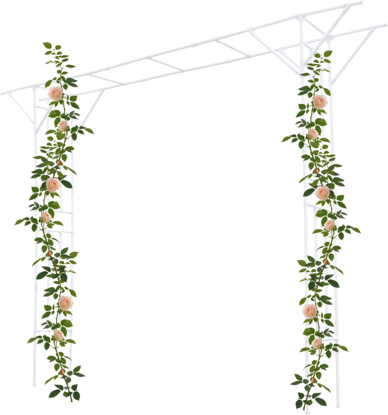 Garden Trellis for Climbing Plants,Outdoor Garden Arch Arbor Trellis,Steel Garden Trellis Wedding Arches for Ceremony Decoration 11.81x1.31x8.86ft (White)