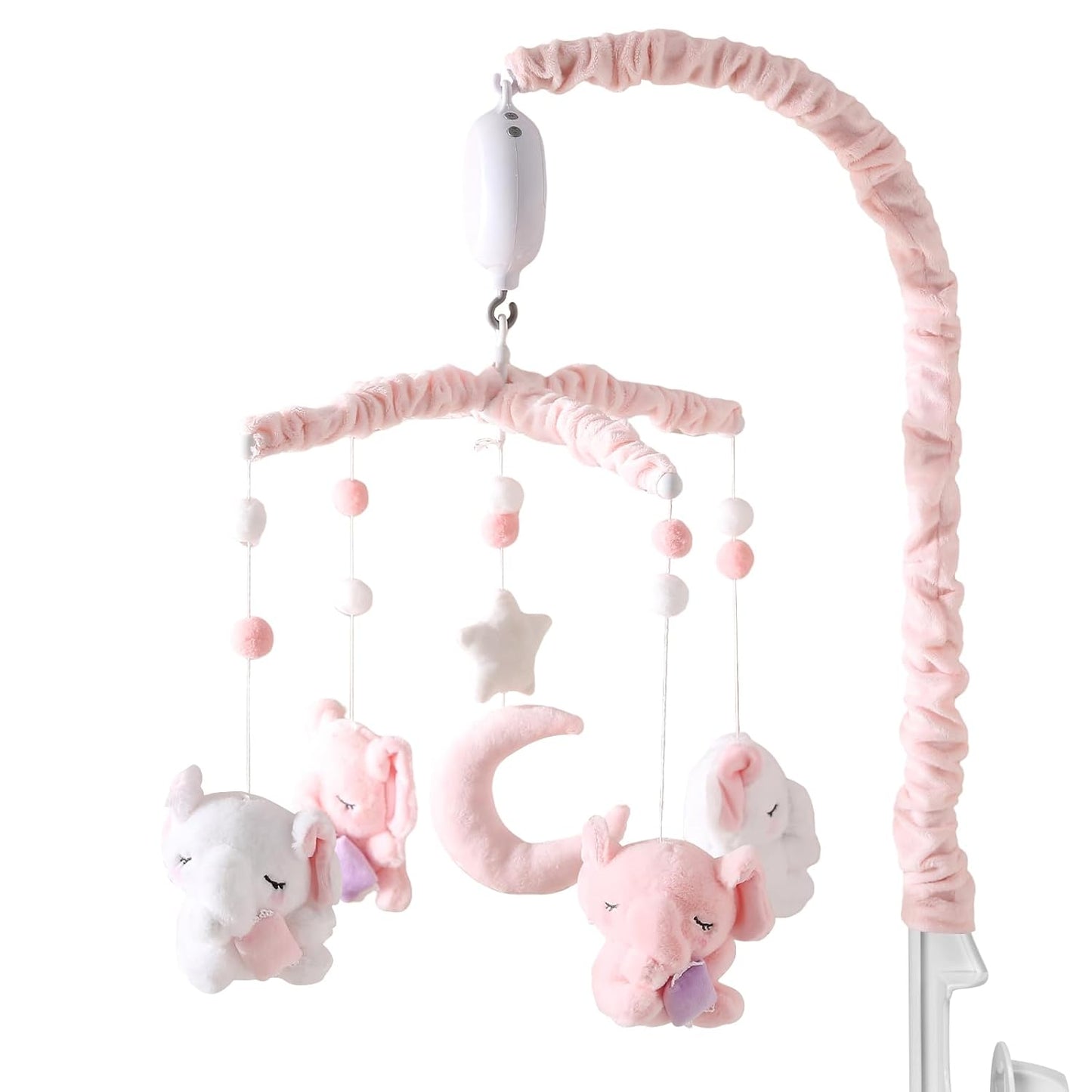Baby Crib Mobile - Elephant Mobile for Crib with 25 Inches Mobile Arm and 35 Lullabies Musical Box, 3 Modes Digital, Volume Control, Essential Gift for Infant Boys Girls Bedroom Hanging Decor