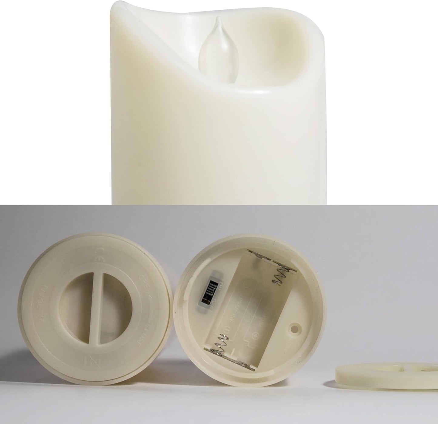 Waterproof Outdoor Battery Operated Flameless Candles with Auto Timer Flickering Plastic Resin Electric LED Pillar Lights for Lantern Patio Garden Wedding Party Decorations 3x5 Inches Ivory 2 Pack