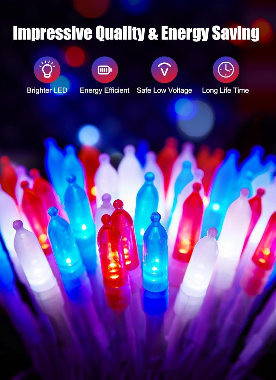 Battery Operated Independence Day String Lights - 8ft 20 LED 4th of July Decoration Patriotic Mini Lights with Timer, Waterproof for Indoor Outdoor Bedroom Wedding Party Holiday（Red White Blue）