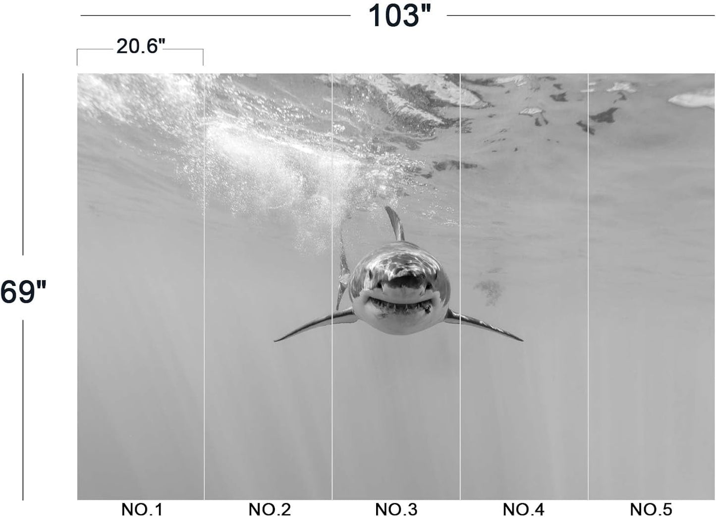 Shark Wall Mural Wallpaper for Bedroom 103" x 69"