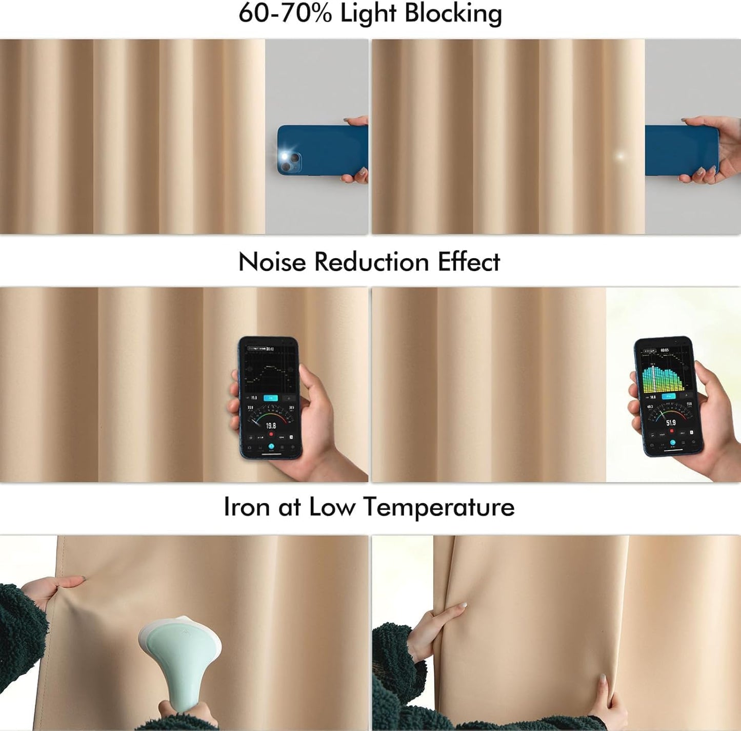 MIULEE Back Tab Beige Curtains 108 Inch Long 2 Panels Set for Living Room Bedroom Privacy, Cream Rod Pocket/Pinch Pleated Light Blocking Extra Long Thermal Insulated Room Darkening Blackout Drapes