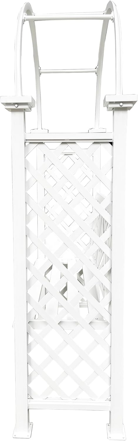 White Aluminum Garden Arbor Arch with 2-Seater Bench